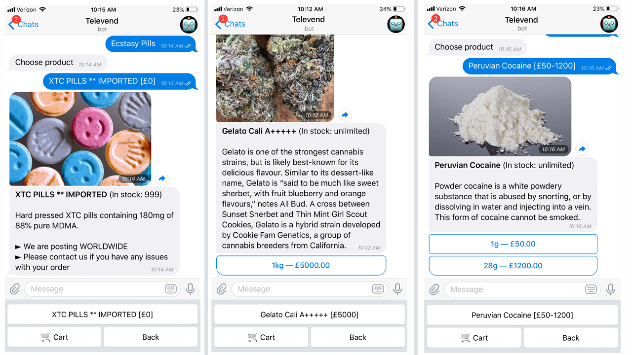 A System of Robot Drug Dealers on Telegram Allows People to Buy Illegal Products for Bitcoin A System of Robot Drug Dealers on Telegram Allows People to Buy Illegal Products for Bitcoin